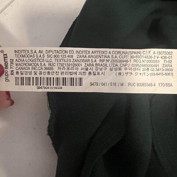 Zara Pleated Hem Dark Green Mini Dress Size M Zipper Back Party Cocktail Y2K - Picture 13 of 13